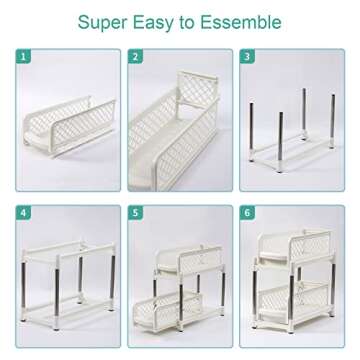 Sunview Bathroom Organizer 2PCS, Under Sink Organizers and Storage,2Tier Pull Out Cabinet Organizer,Sliding Cabinet Organizers with Storage Drawers for Bathroom Kitchen Countertop Narrow Space (White)