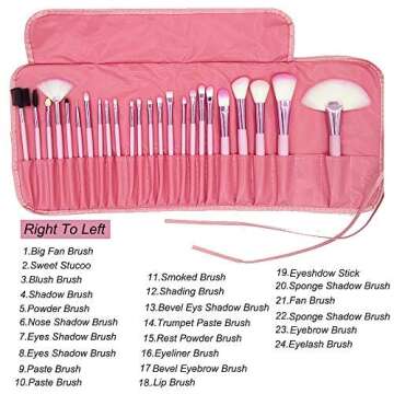 Makeup Brushes NEVSETPO 24pcs Synthetic Cosmetics Makeup Brush Set with Case Travel Organizer Full Face Makeup Kits for Foundation Blending Blush Concealer Eye Shadow (Pink)