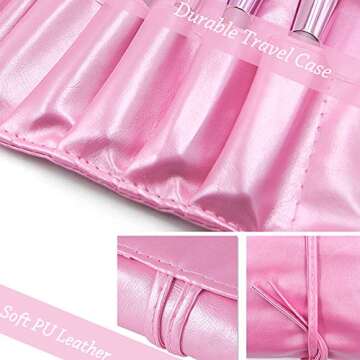 Makeup Brushes NEVSETPO 24pcs Synthetic Cosmetics Makeup Brush Set with Case Travel Organizer Full Face Makeup Kits for Foundation Blending Blush Concealer Eye Shadow (Pink)