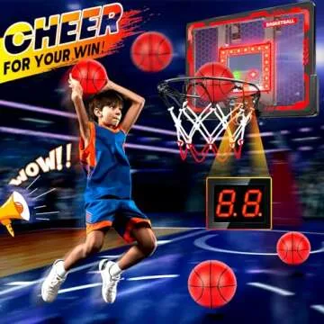 Indoor Basketball Hoop Toy for Kids, Pro Basketball Hoop Over The Door - Sports Gifts for Boys 6-12+...