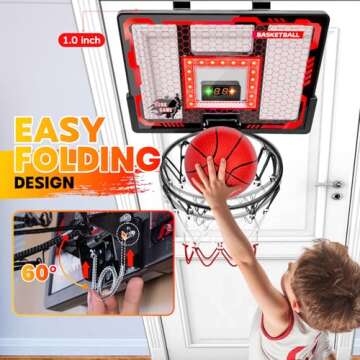 Indoor Basketball Hoop Toy for Kids, Pro Basketball Hoop Over The Door - Sports Gifts for Boys 6-12+ Year Old - Basketball Boys Toys Ages 6 7 8 9 10 11 12