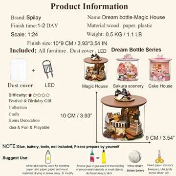 Spilay DIY Miniature Dollhouse Kit with LED and Dust Cover