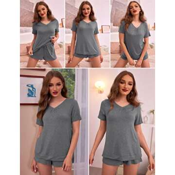Avidlove Women's Shorts Pajama Set Short Sleeve Sleepwear Nightwear PJS S-XXL,Grey,X-Large