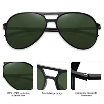 SOJOS Classic Polarized Ultra Lightweight Flexible Men Women Sunglasses JOURNEY SJ2065 with Matt Black Frame/Turquoise Lens