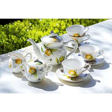 Grace Teaware Lemon Bee Fine Porcelain 11-Piece Tea Set