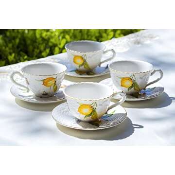 Grace Teaware Lemon Bee Fine Porcelain 11-Piece Tea Set