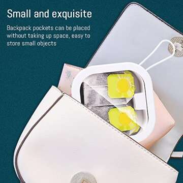 LELE LIFE 2pcs Small Portable Jewelry Box with Silicone Strap, Press to Open, Cotton Swab Holder, Hair Tie Organizer, Rings, Earrings, Hair Clips, Dental Floss Organizer, White