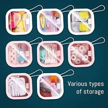 LELE LIFE 2pcs Small Portable Jewelry Box with Silicone Strap, Press to Open, Cotton Swab Holder, Hair Tie Organizer, Rings, Earrings, Hair Clips, Dental Floss Organizer, White