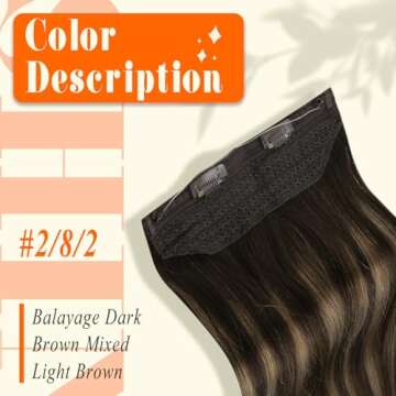 Fshine Invisible Wire Hair Extensions Real Human Hair Ombre Wire Human Hair Dark Brown to Brown Mix ...