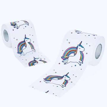 - 2 Rolls - Rainbow Unicorn Funny Toilet Paper - Perfect for Gag Gifts, White Elephant Gifts, or Potty Training