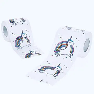- 2 Rolls - Rainbow Unicorn Funny Toilet Paper - Perfect for Gag Gifts, White Elephant Gifts, or Potty Training