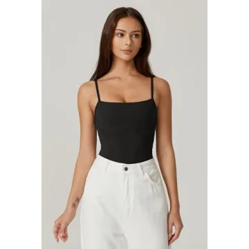 QINSEN Women's Sexy Cami Bodysuit for Effortless Style