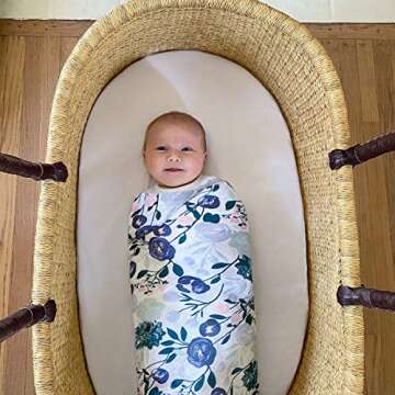 aden + anais Essentials Muslin Swaddle Blankets for Baby Girls and Boys, Newborn Receiving Blanket for Swaddling, 100% Cotton Baby Swaddle Wrap, 4 Pack, Flowers Bloom