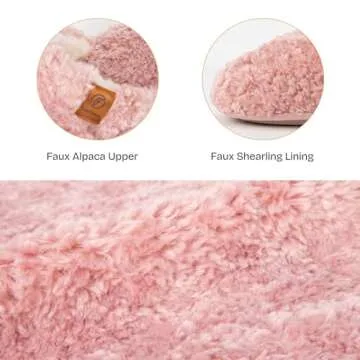 EverFoams Women's Fuzzy Slip-on Slippers Warm Cozy Soft Lightweight Memory Foam Indoor House Shoes Pink, 9-10 US