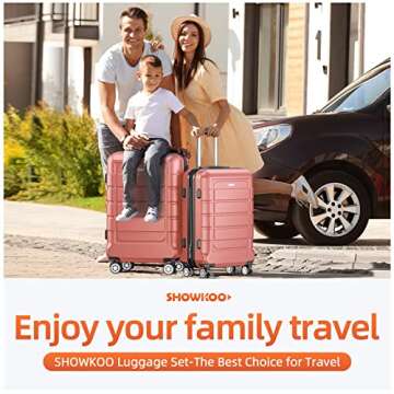 SHOWKOO Expandable Luggage Sets - Durable PC+ABS Suitcases with TSA Lock