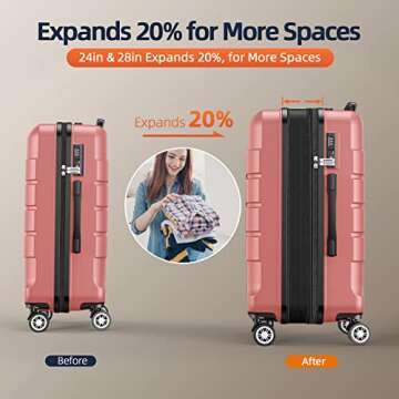 SHOWKOO Luggage Sets Expandable Durable Suitcases 3pcs