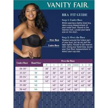 Vanity Fair Women's Beauty Back Smoothing Strapless Bra, 4-Way Stretch Fabric, Lightly Lined Cups up to H, Midnight Black, 42DD