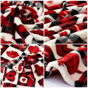 Gift Blanket, Valentines Day Throw Blanket Gifts for Mom, Wife, Red Pattern Blanket for Couch Sofa or Bed, Decorative Plaid Blanket, Luxury Flannel Lap Blanket, Super Cozy Comfy,Gift for Mom, Wife