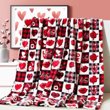 Gift Blanket, Valentines Day Throw Blanket Gifts for Mom, Wife, Red Pattern Blanket for Couch Sofa or Bed, Decorative Plaid Blanket, Luxury Flannel Lap Blanket, Super Cozy Comfy,Gift for Mom, Wife