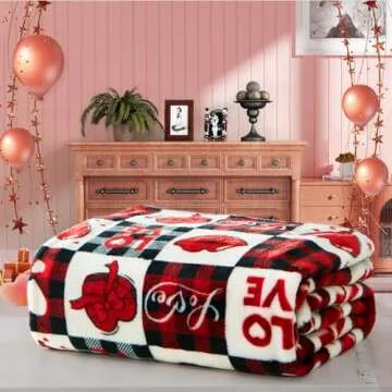 Gift Blanket, Valentines Day Throw Blanket Gifts for Mom, Wife, Red Pattern Blanket for Couch Sofa or Bed, Decorative Plaid Blanket, Luxury Flannel Lap Blanket, Super Cozy Comfy,Gift for Mom, Wife