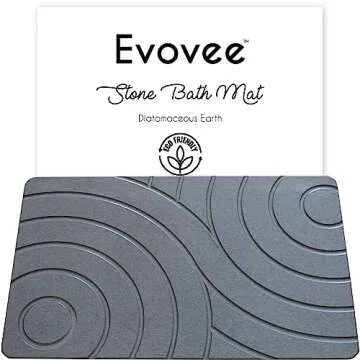 Evovee Stone Bath Mat - Absorbent Natural Diatomite Bath Stone Mat for Bathroom, Fast-Drying, Non-Slip, Quick-Drying Stone Mat, 15.5x23.7 inches, Gray