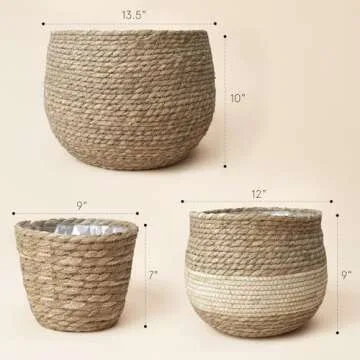 LA JOLIE MUSE Seagrass Planter Set for Eco-Friendly Decor