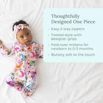 Posh Peanut Footie Pajamas for Baby Girls – Sleepers in Ultra-Soft Viscose from Bamboo with 2-Way ...