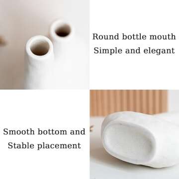 Ceramic Vases Set of 2, White Vase for Modern Home Decor, Boho Vase for Decor, Modern Dried Flower V...
