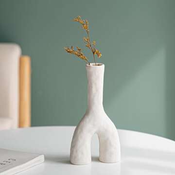 Ceramic Vases Set of 2, White Vase for Modern Home Decor, Boho Vase for Decor, Modern Dried Flower Vases for Centerpieces Wedding Dinner Table Party Living Room Bedroom