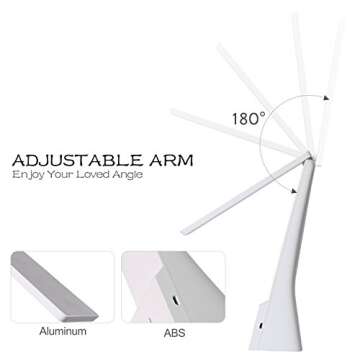 rozky Rechargeable Table Lamp, Battery Operated LED Modern Desk Lamp, Touch Sensitive Control,Mini/Cordless/Portable Lamp,3 Brightness and 3 Color Modes Dimmable, for Home,Travel,Task (White)