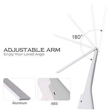 rozky Rechargeable Table Lamp, Battery Operated LED Modern Desk Lamp, Touch Sensitive Control,Mini/Cordless/Portable Lamp,3 Brightness and 3 Color Modes Dimmable, for Home,Travel,Task (White)