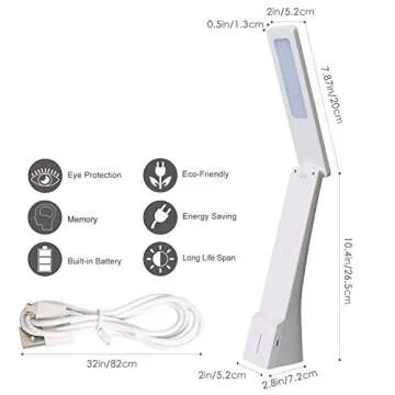 rozky Rechargeable Table Lamp, Battery Operated LED Modern Desk Lamp, Touch Sensitive Control,Mini/Cordless/Portable Lamp,3 Brightness and 3 Color Modes Dimmable, for Home,Travel,Task (White)