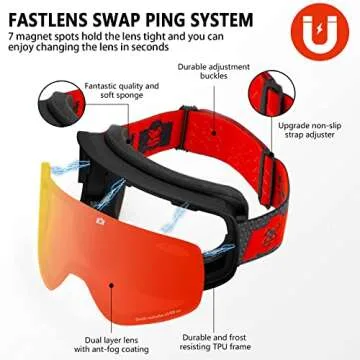 MONKEY FOREST Ski Goggles with Interchangeable Lens