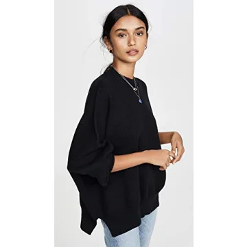 Free People Easy Street Tunic Sweater: Chic Black Comfort