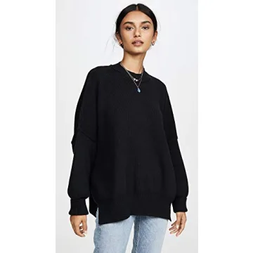Free People Easy Street Tunic Sweater: Chic Black Comfort