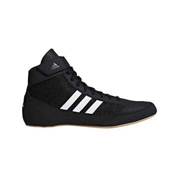 adidas Men's HVC Wrestling Shoes, Black/White/Iron Metallic, 10.5