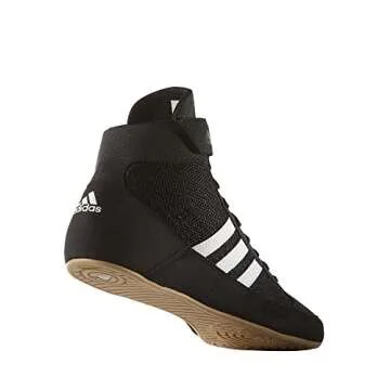 adidas Men's HVC Wrestling Shoes, Black/White/Iron Metallic, 10.5