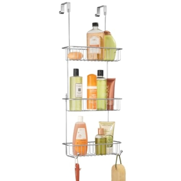 mDesign Shower Door Caddy for Organized Bathroom Storage