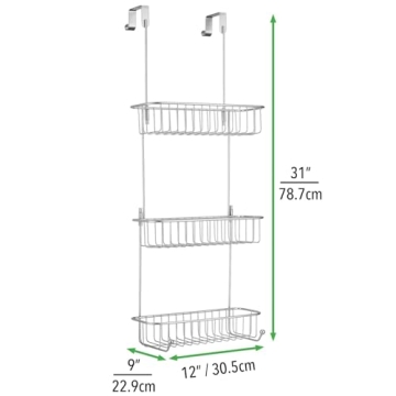 mDesign Shower Door Caddy for Organized Bathroom Storage