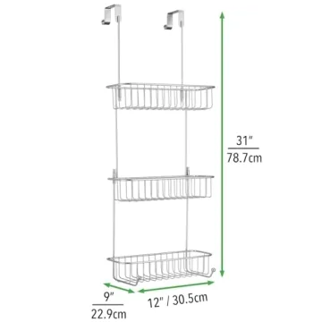 mDesign Shower Door Caddy for Organized Bathroom Storage