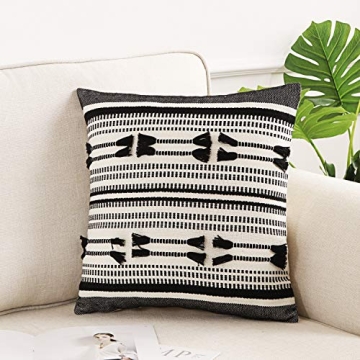 OJIA Farmhouse Boho Black and Cream Pillow Cover
