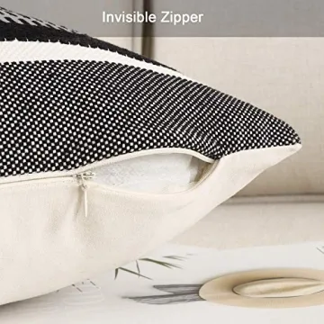 OJIA Farmhouse Boho Black and Cream Pillow Cover