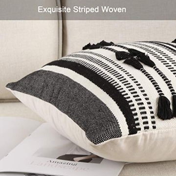 OJIA Farmhouse Boho Black and Cream Pillow Cover