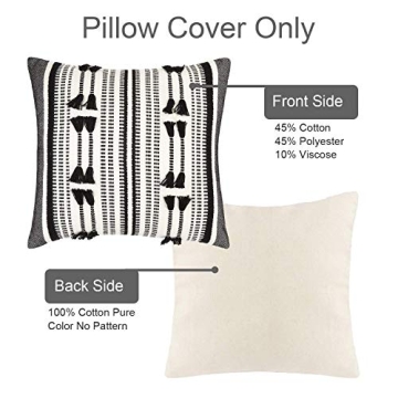 OJIA Farmhouse Boho Black and Cream Pillow Cover