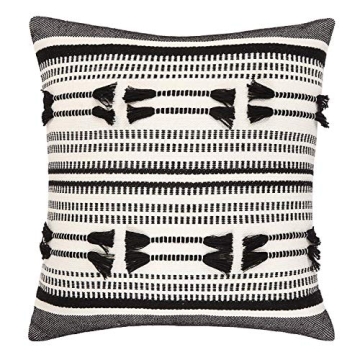 OJIA Farmhouse Boho Black and Cream Pillow Cover