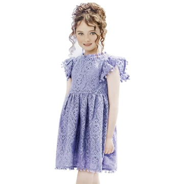 2Bunnies Toddler Vintage Lace Pom Pom Dress for Girls