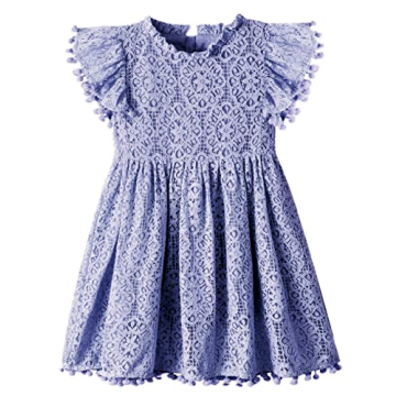 2Bunnies Toddler Vintage Lace Pom Pom Dress for Girls