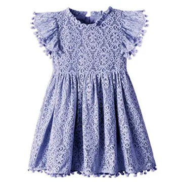 2Bunnies Toddler Vintage Lace Pom Pom Dress for Girls