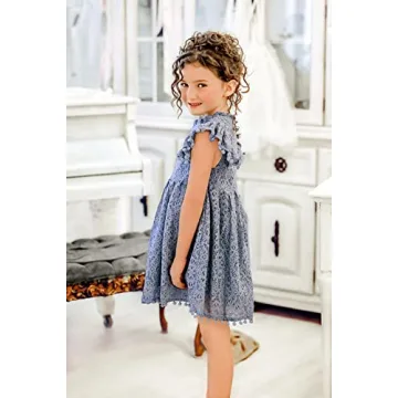 2Bunnies Toddler Vintage Lace Pom Pom Dress for Girls