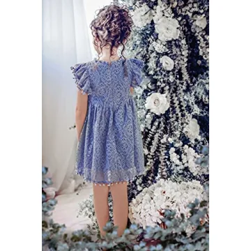 2Bunnies Toddler Vintage Lace Pom Pom Dress for Girls